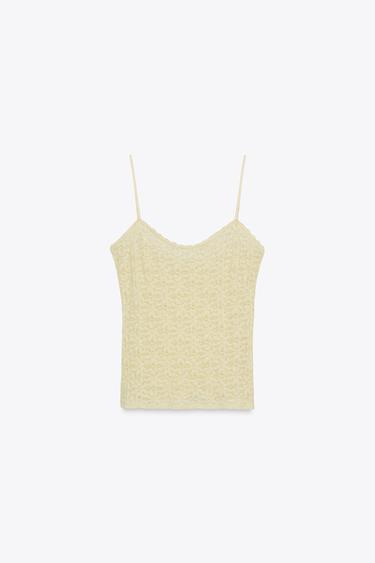 BLONDE TOP MED STROPPER - råhvid fra Zara