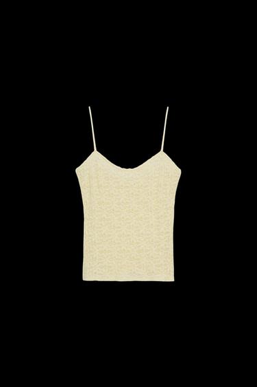 LACE STRAPPY TOP - Ecru by Zara - Image 0