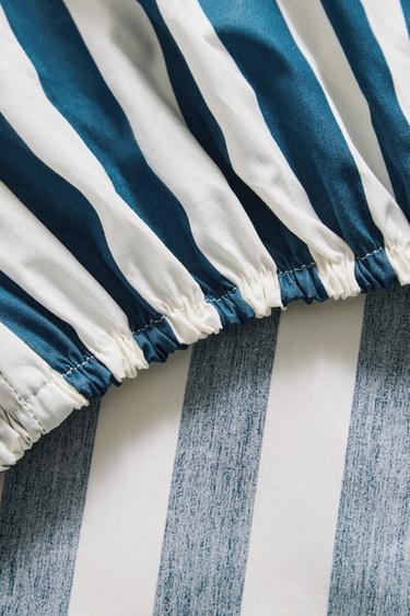 X THE ANIMALS OBSERVATORY KIDS’ STRIPED FITTED SHEET - Navy blue by Zara - Image 3