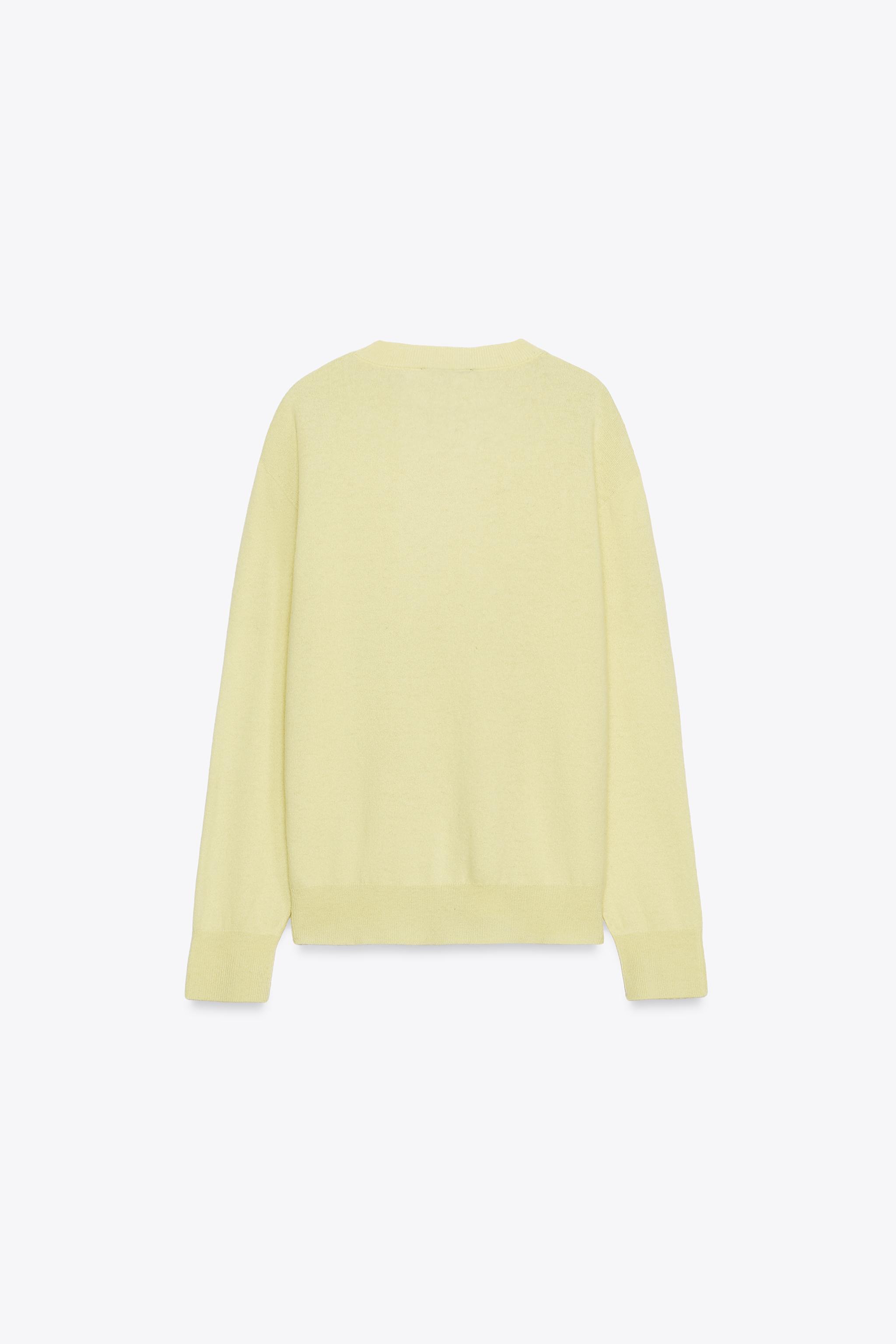 るなお★31 EXTRA SOFT LONG SLEEVE 100% WOOL SWEATER - Light yellow