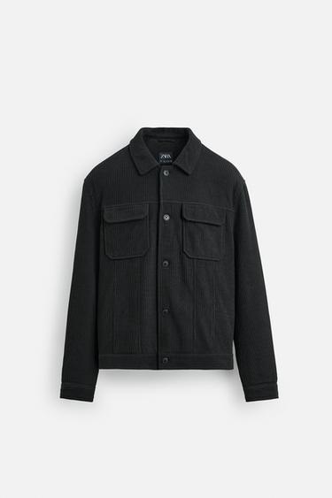 TEXTURED OVERSHIRT - Navy blue by Zara
