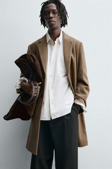 REGULAR FIT WOOL COAT - Mink by Zara - Image 5