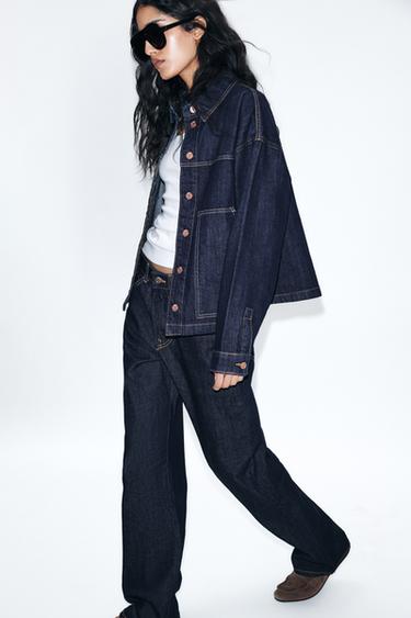 Zara PATCH POCKET DENIM JACKET - Blue