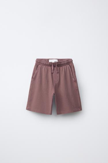 ENSEMBLE T-SHIRT ET BERMUDA UNI TEINT SUR PIÈCE - Grenat clair de Zara - Image 3