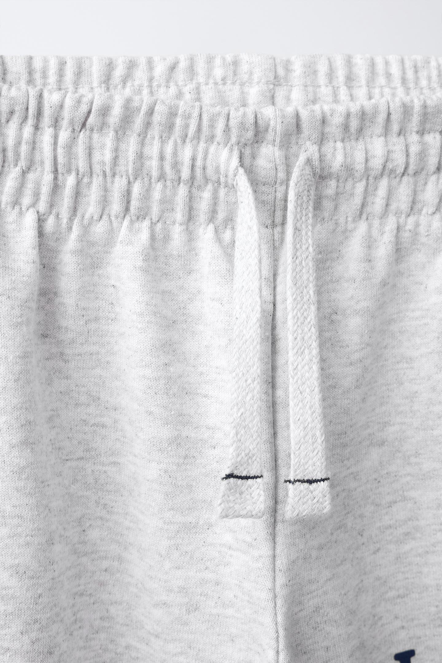Детские брюки Zara Text Print Wide-Leg, цвет: Серый меланжевый — фото 3