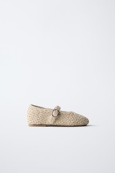 Zara TIMELESS - CROCHET BALLET FLATS - Off White