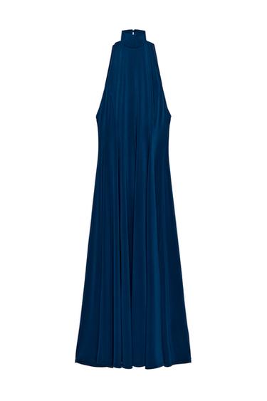 VESTIDO LARGO CUELLO SUBIDO - Azul de Zara