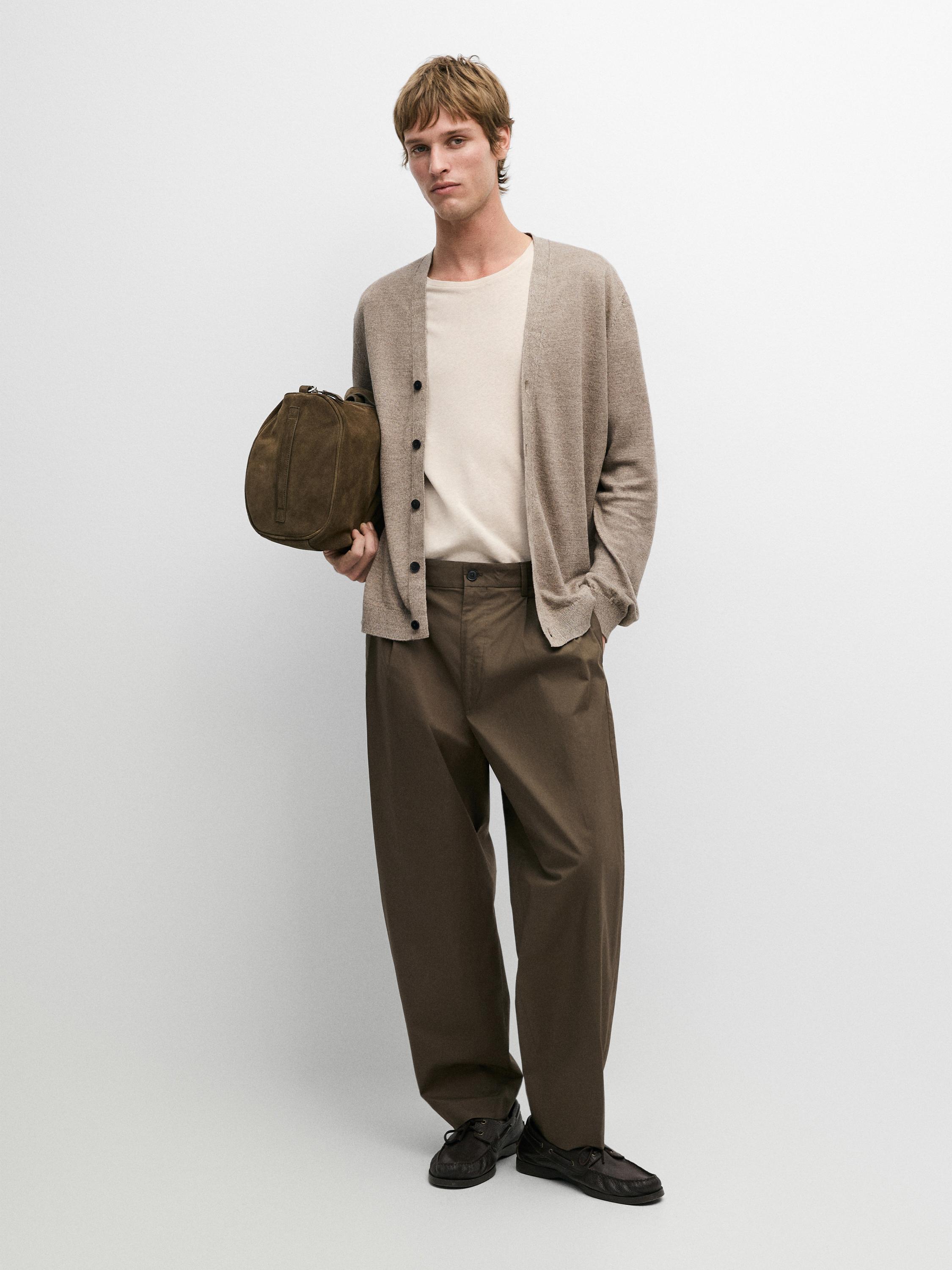 Cotton trousers with double darts