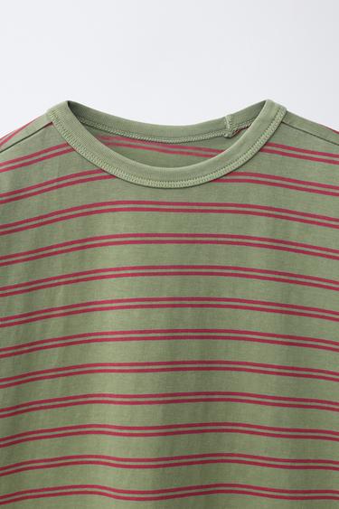 STRIPED T-SHIRT - Green by Zara - Image 2