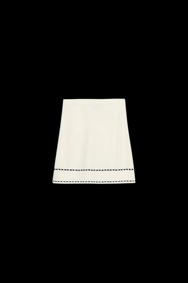 Zara MINI TOPSTITCHED SKIRT - White