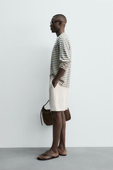 STRIPED LONG SLEEVE LINEN/COTTON T-SHIRT - Stripes by Zara - Image 3