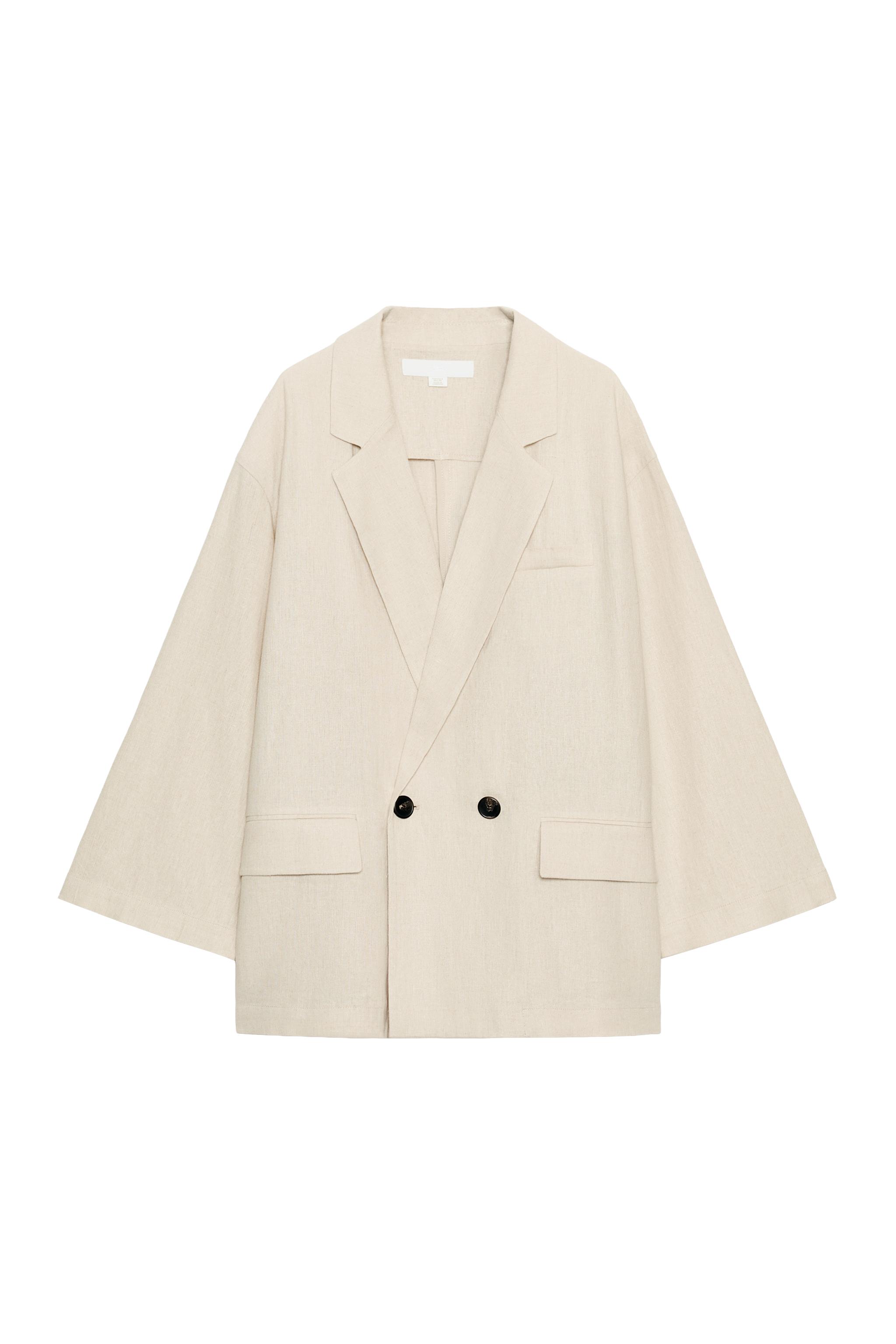 LINEN BLEND DOUBLE BREASTED BLAZER - Light beige | ZARA United States