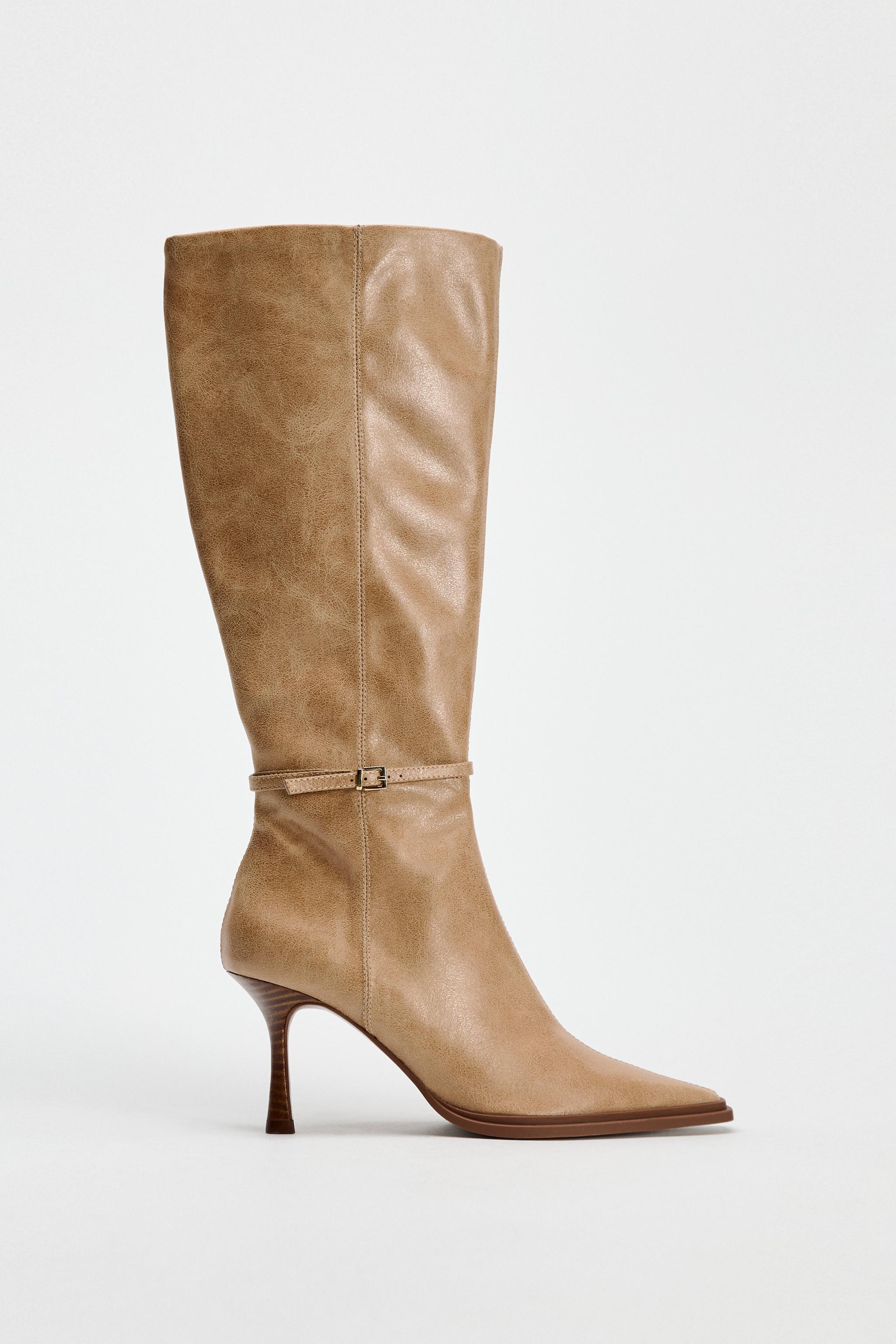 Brown boots zara best sale