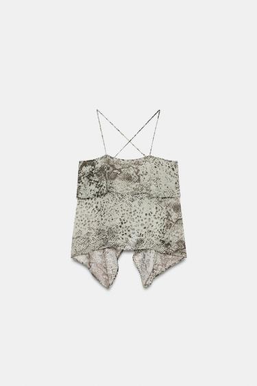 ASYMMETRIC PRINTED TOP - Brown / Ecru by Zara - Image 0