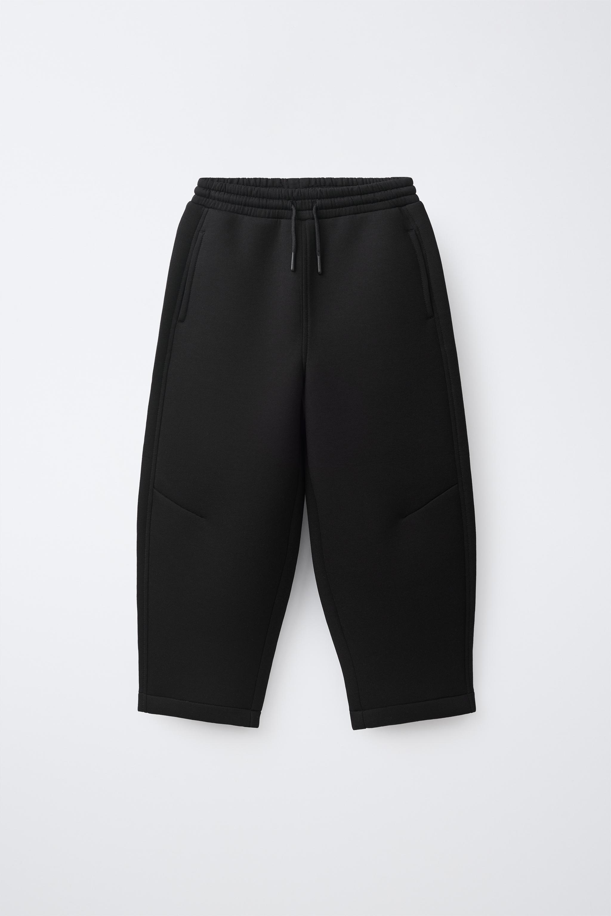 NEOPRENE-EFFECT BARREL PANTS