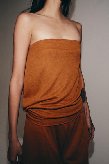Zara RUSTIC BANDEAU TOP - Ocher