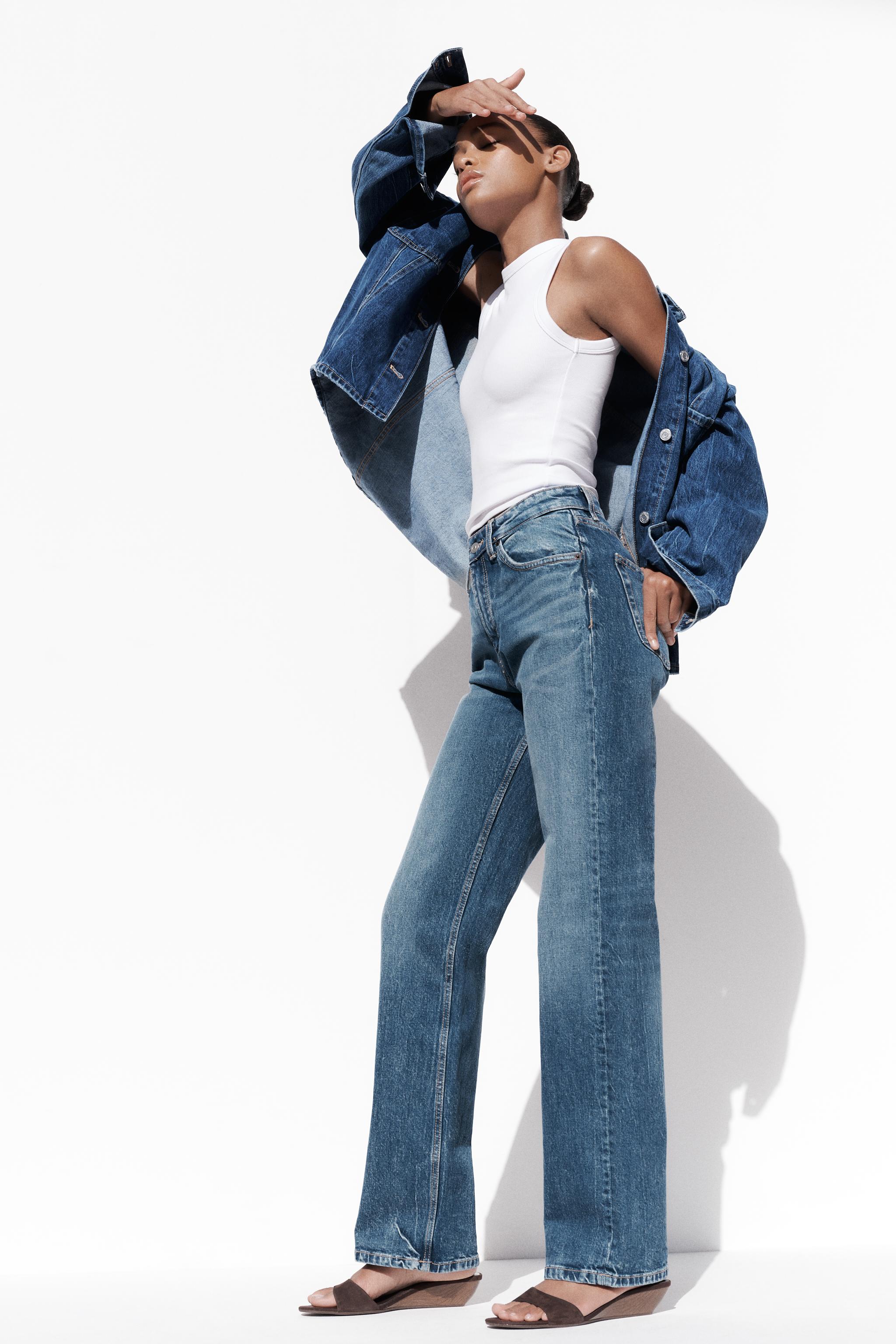 TRF MOM FIT ハイライズ デニムパンツ - ライトグレー | ZARA