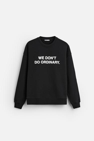 SUDADERA TEXTO ESTAMPADO - Negro de Zara