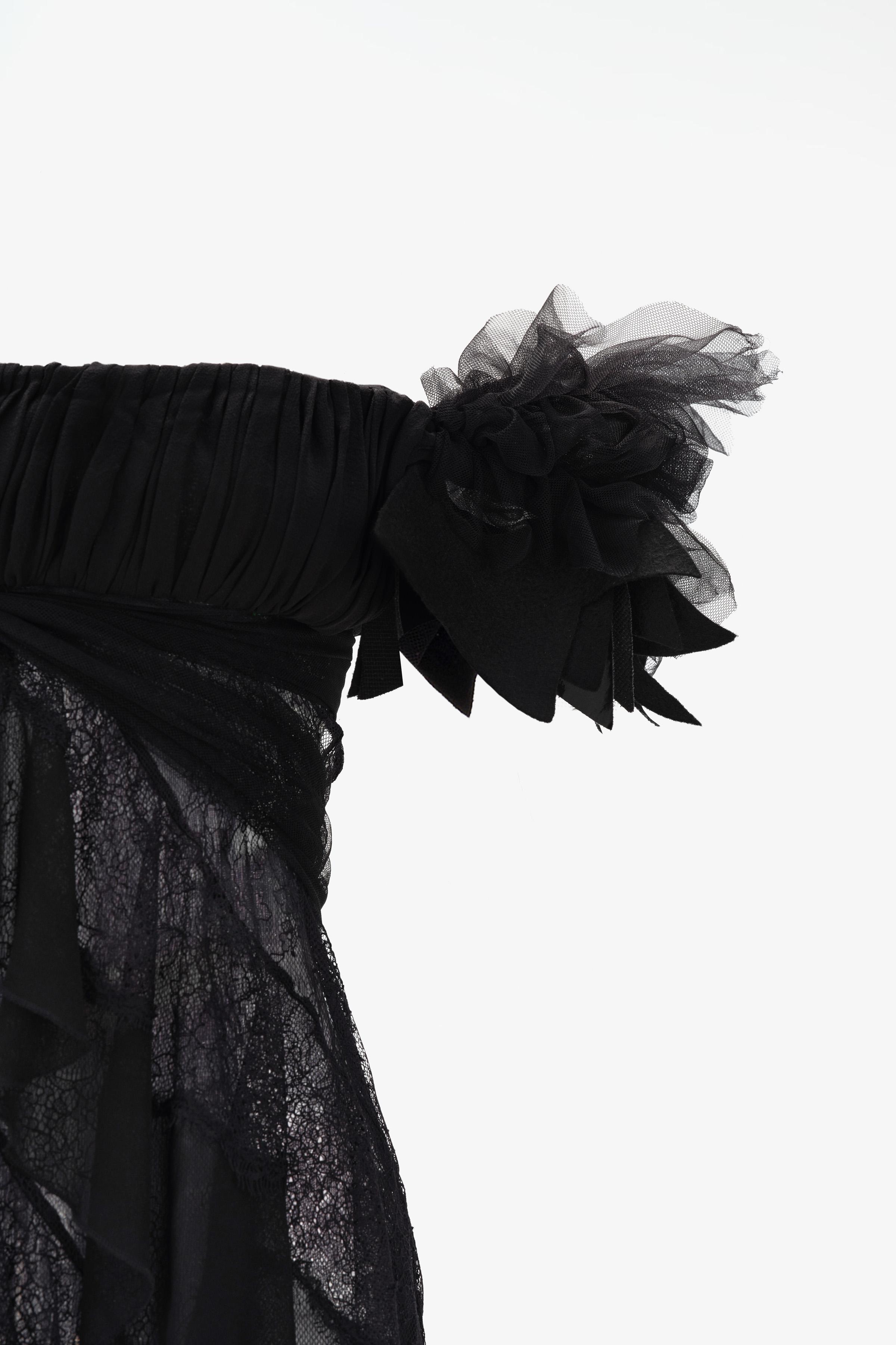 LIMITED EDITION フリル＆レースロングワンピース - ブラック | ZARA