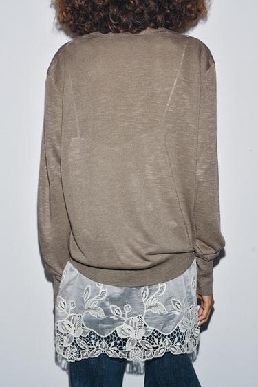 COMBINED KNIT SWEATER - Beige by Zara - Image 2