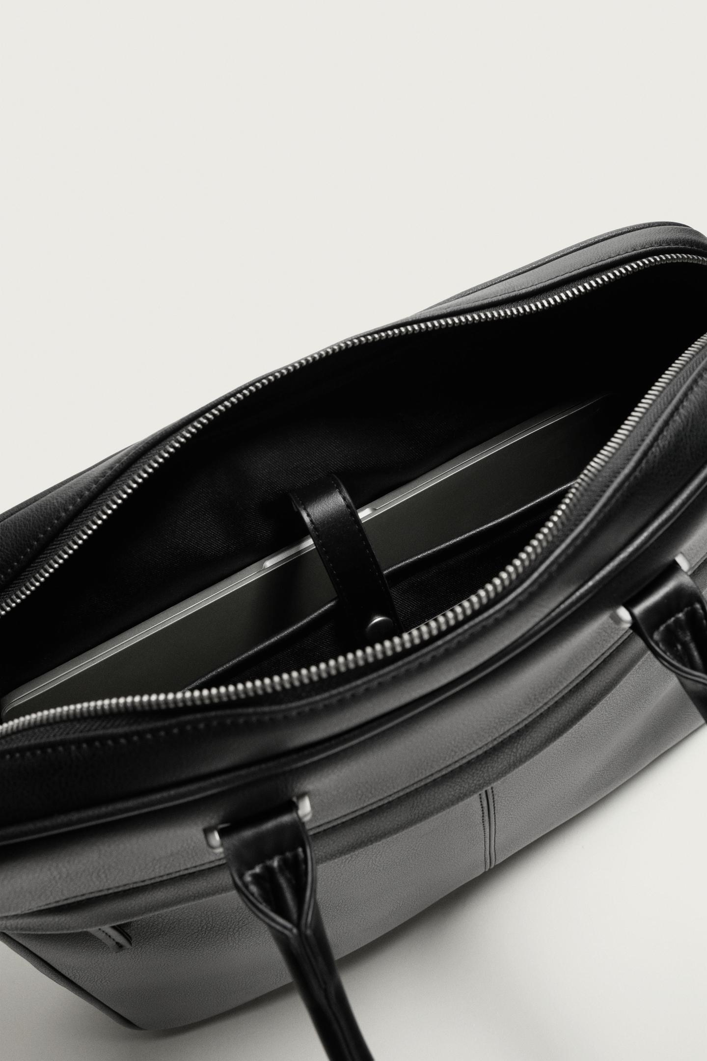 Мужская сумка Zara Textured Briefcase, цвет: Чёрный — фото 6