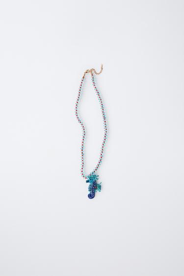 SEAHORSE BEADED NECKLACE - Blue by Zara - Image 0