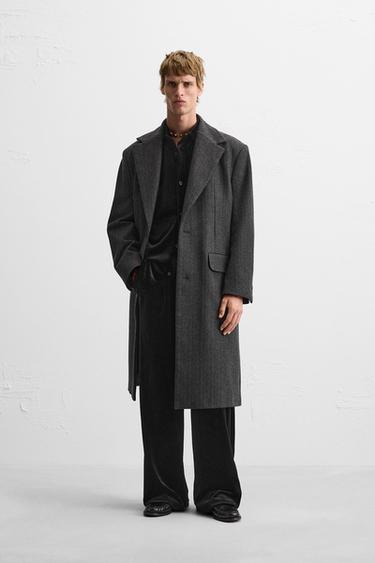 STRIPED COAT - Anthracite Grey by Zara