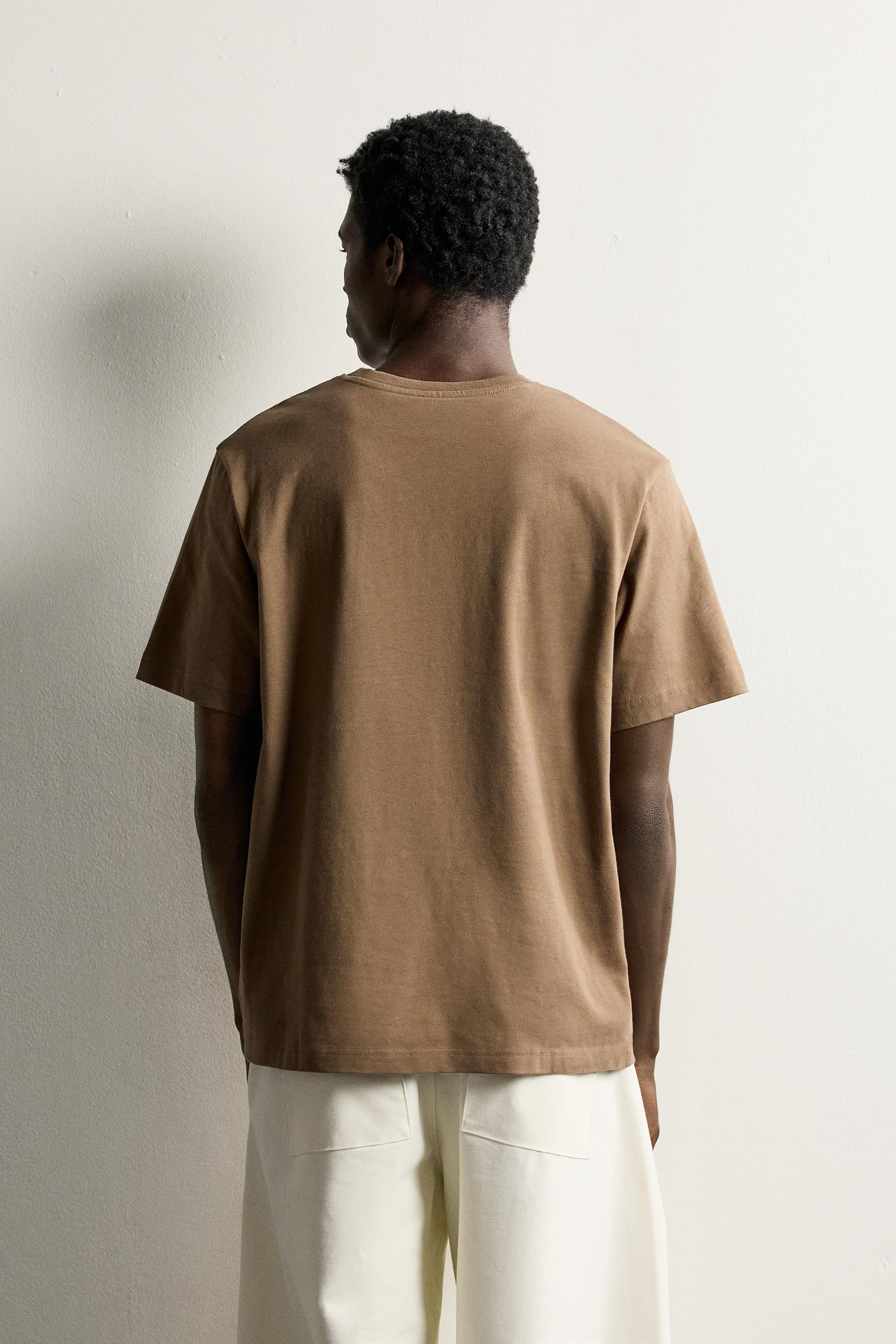 Мужские футболки Zara REGULAR FIT EMBROIDERED TEXT T-SHIRT — фото 3