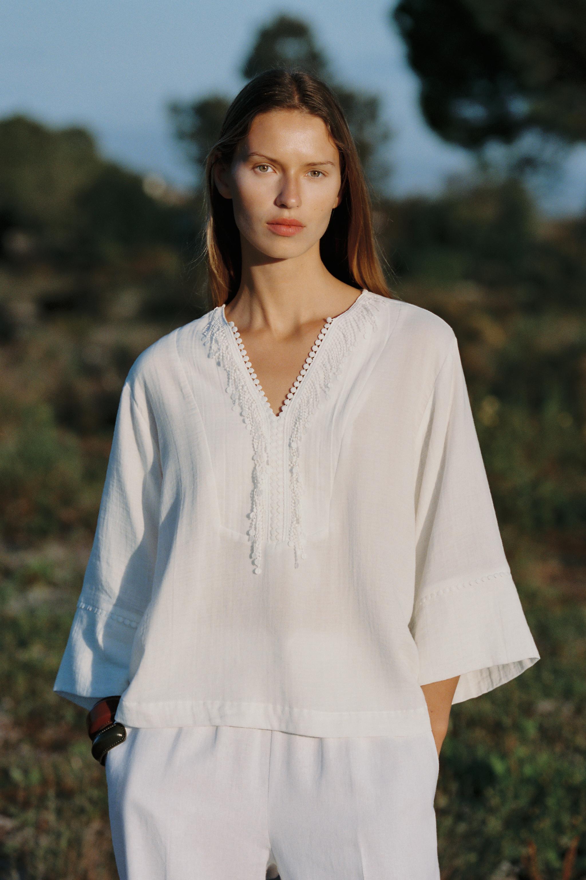 COTTON KIMONO BLOUSE - White | ZARA United States