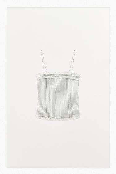 TOP RAYAS PUNTILLA - Blanco de Zara