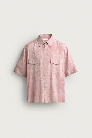 CAMISA RELAXED FIT EFECTO LAVADO - Rosa pastel de Zara