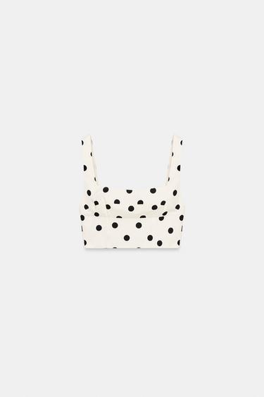 POLKA DOT CROP TOP - Ecru / Black by Zara - Image 2