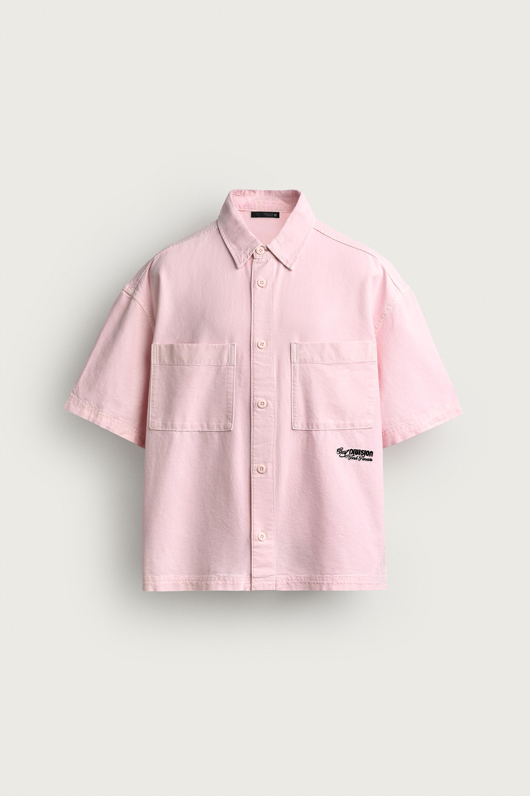 CONTRASTING RELAXED FIT SHIRT — Pink