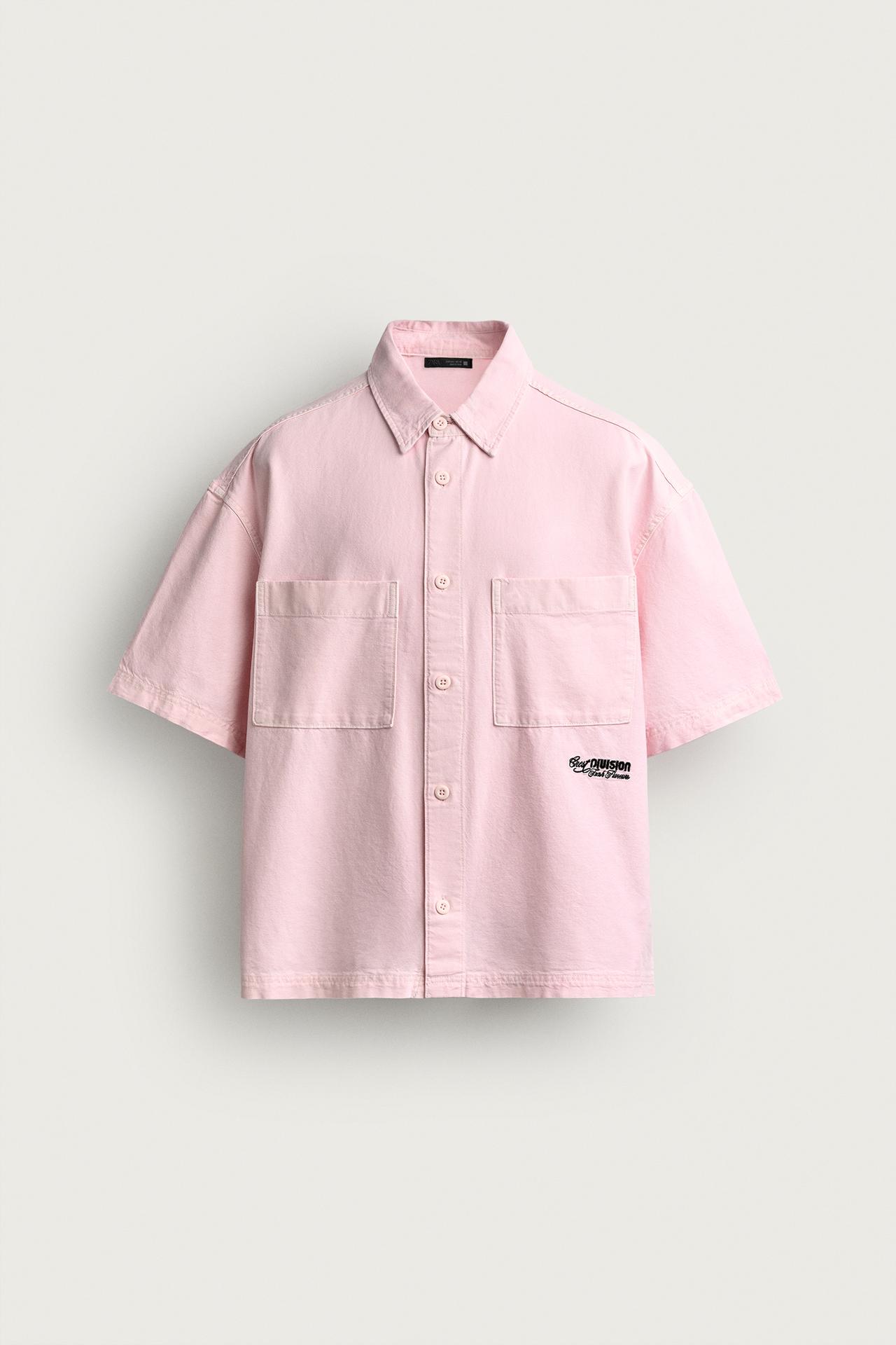 CONTRASTING RELAXED FIT SHIRT — Pink