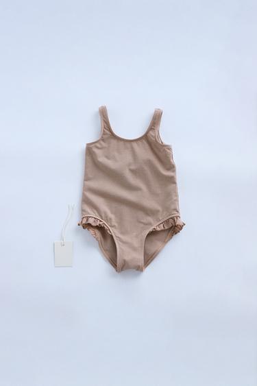 TIMELESS - RUFFLE TRIM SWIMSUIT - Pale pink by Zara