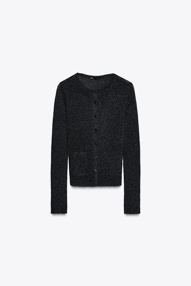 METALLIC THREAD JACKET - Deep blue by Zara
