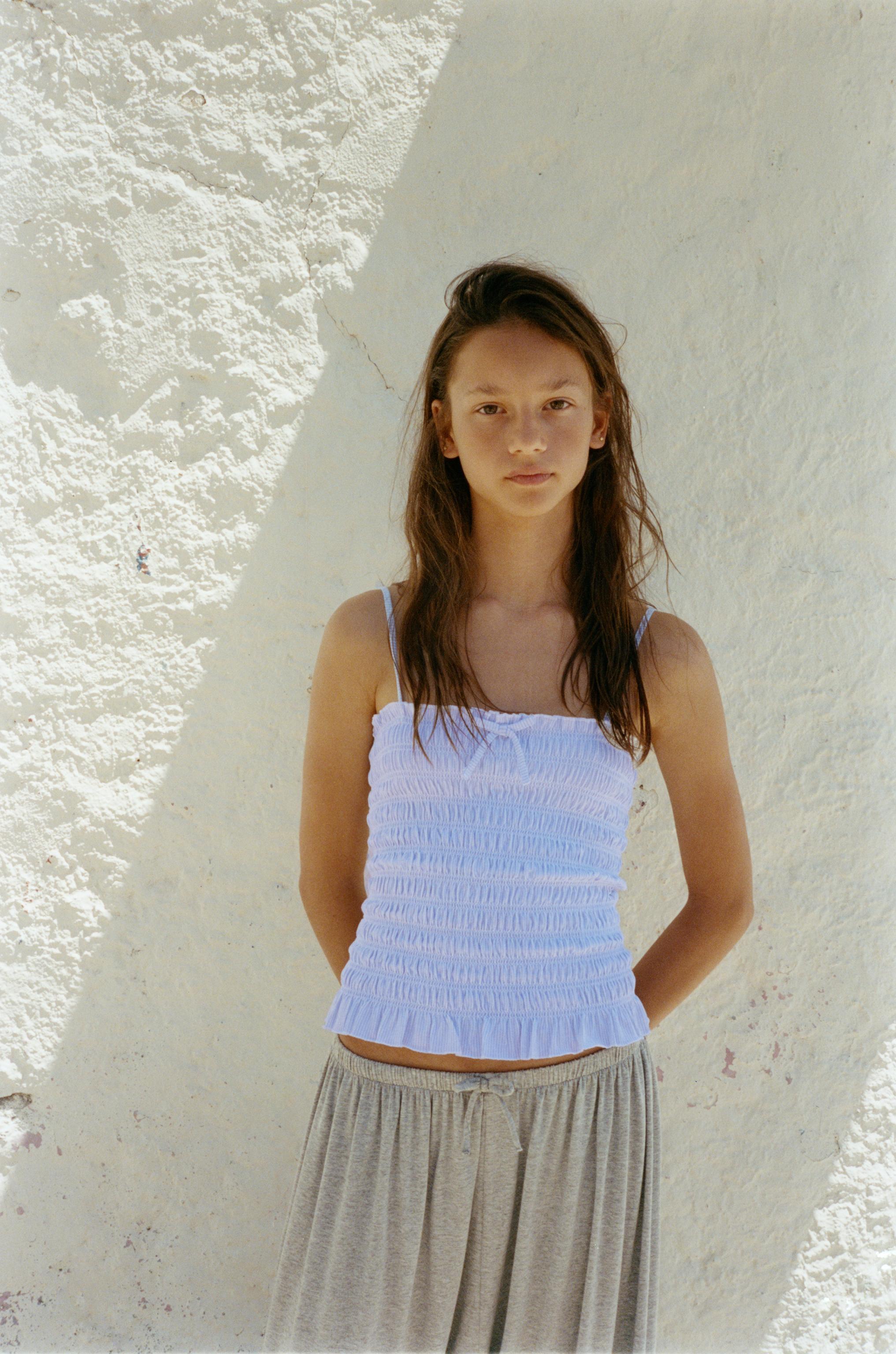 SMOCKED ELASTICIZED TOP — Striped