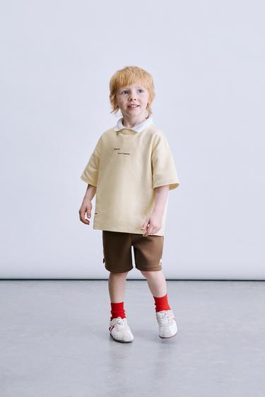 CAMISETA INTERLOCK TEXTOS - Amarillo pastel de Zara