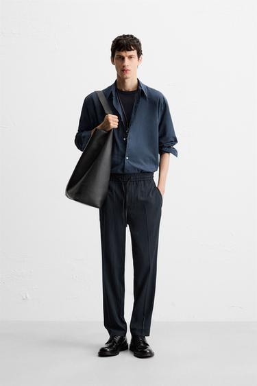 COMFORT FIT JOGGER WAIST TROUSERS - Stripes by Zara