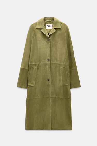 ПАЛЬТО ИЗ 100% ЗАМШИ — LIMITED EDITION — СВЕТЛО-ЗЕЛЕНЫЙ от Zara