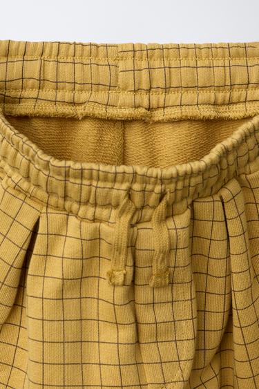 STRAIGHT-LEG CHECK PLUSH TROUSERS - Mustard by Zara - Image 3