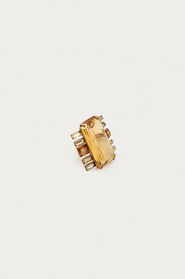 LOT DE 2 BAGUES FLEUR RECTANGLE BIJOUX MARISA BERENSON X ZARA - Doré de Zara - Image 4