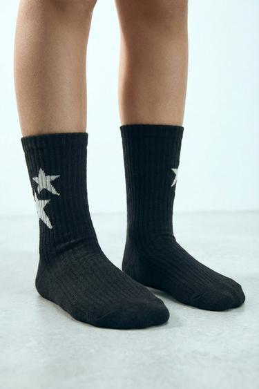 LOT DE TROIS CHAUSSETTES MI-HAUTES À ÉTOILES - Gris de Zara - Image 4