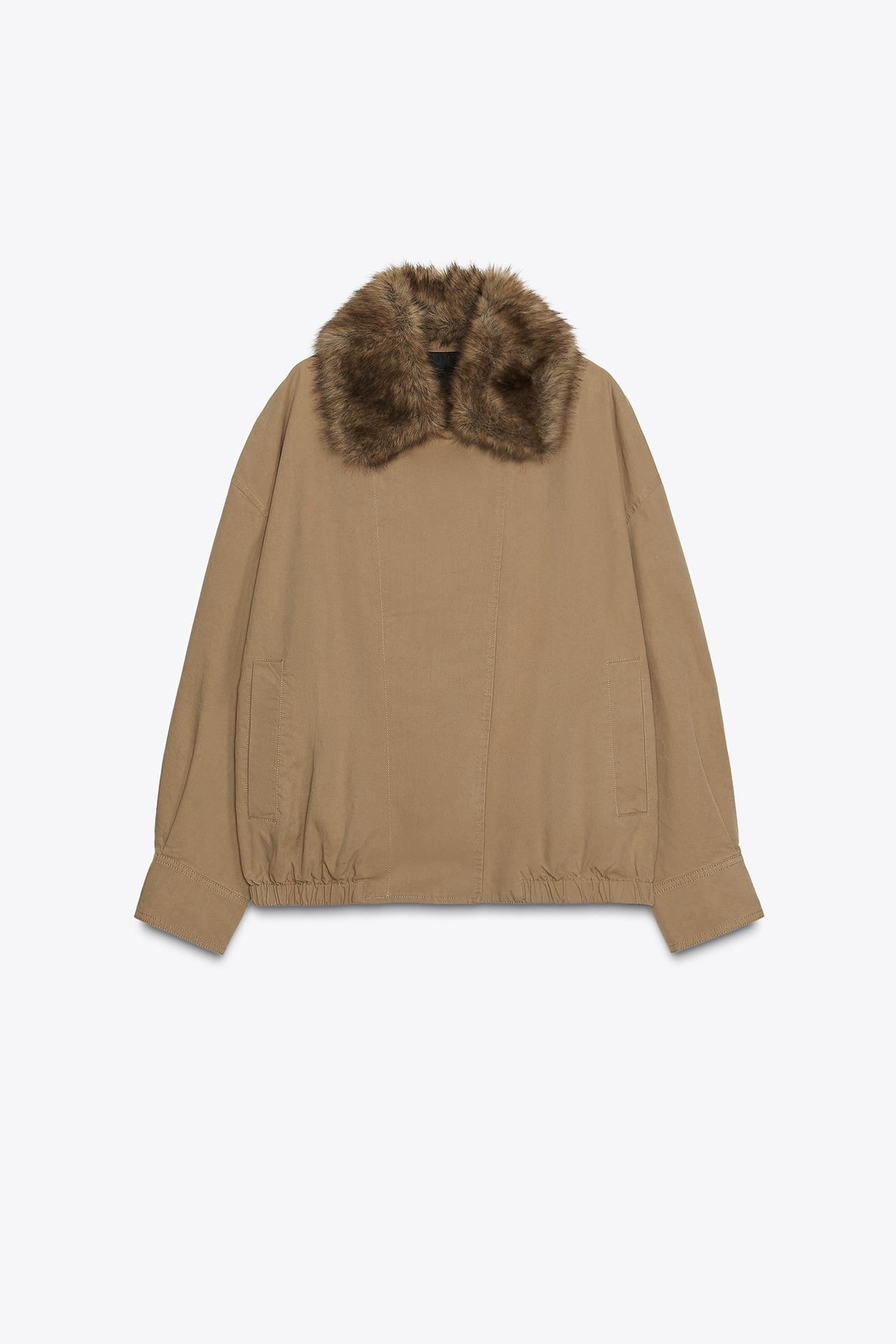 ZW COLLECTION FAUX FUR COLLAR BOMBER JACKET