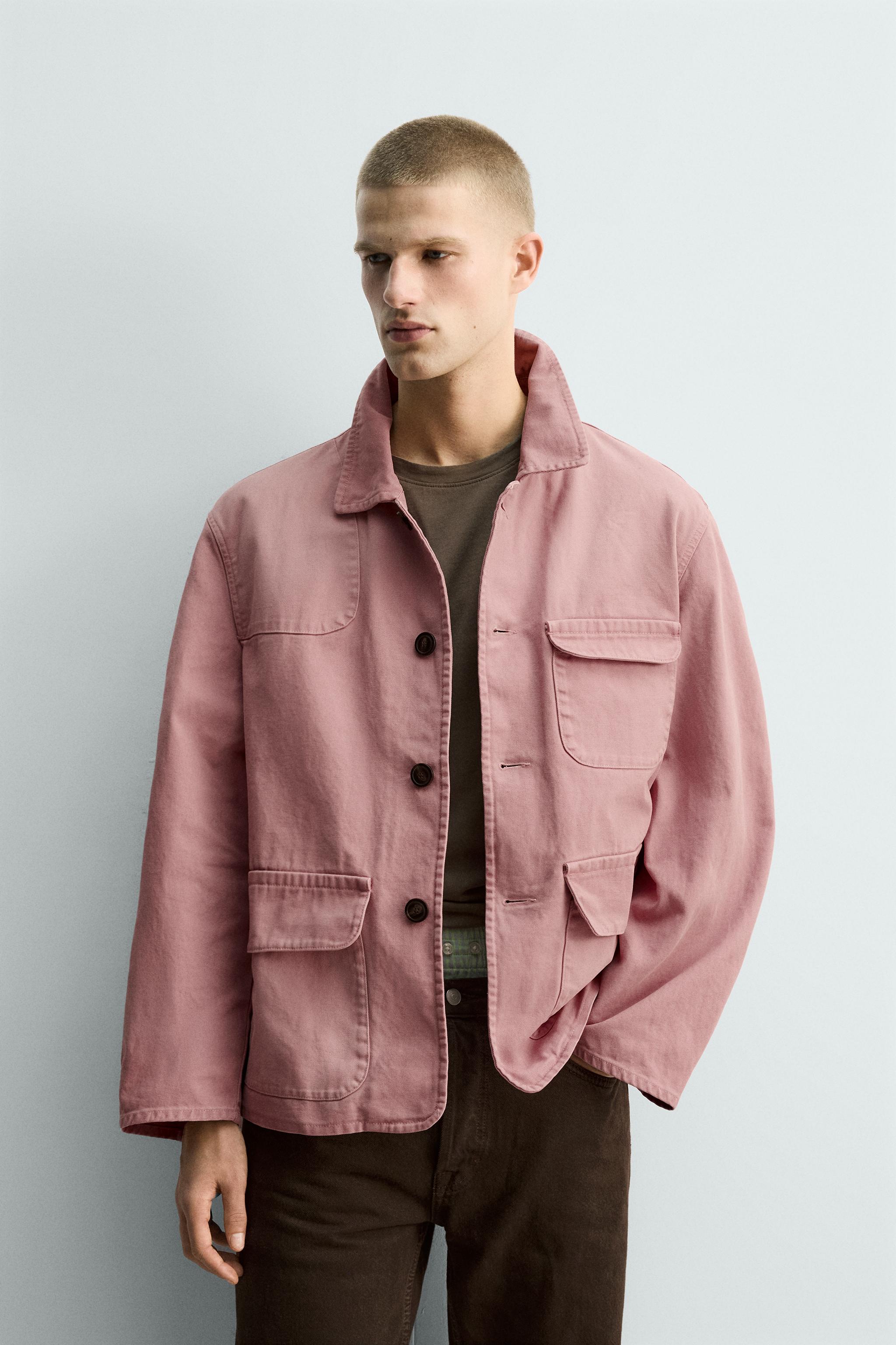 WASHED RELAXED FIT JACKET — Pink