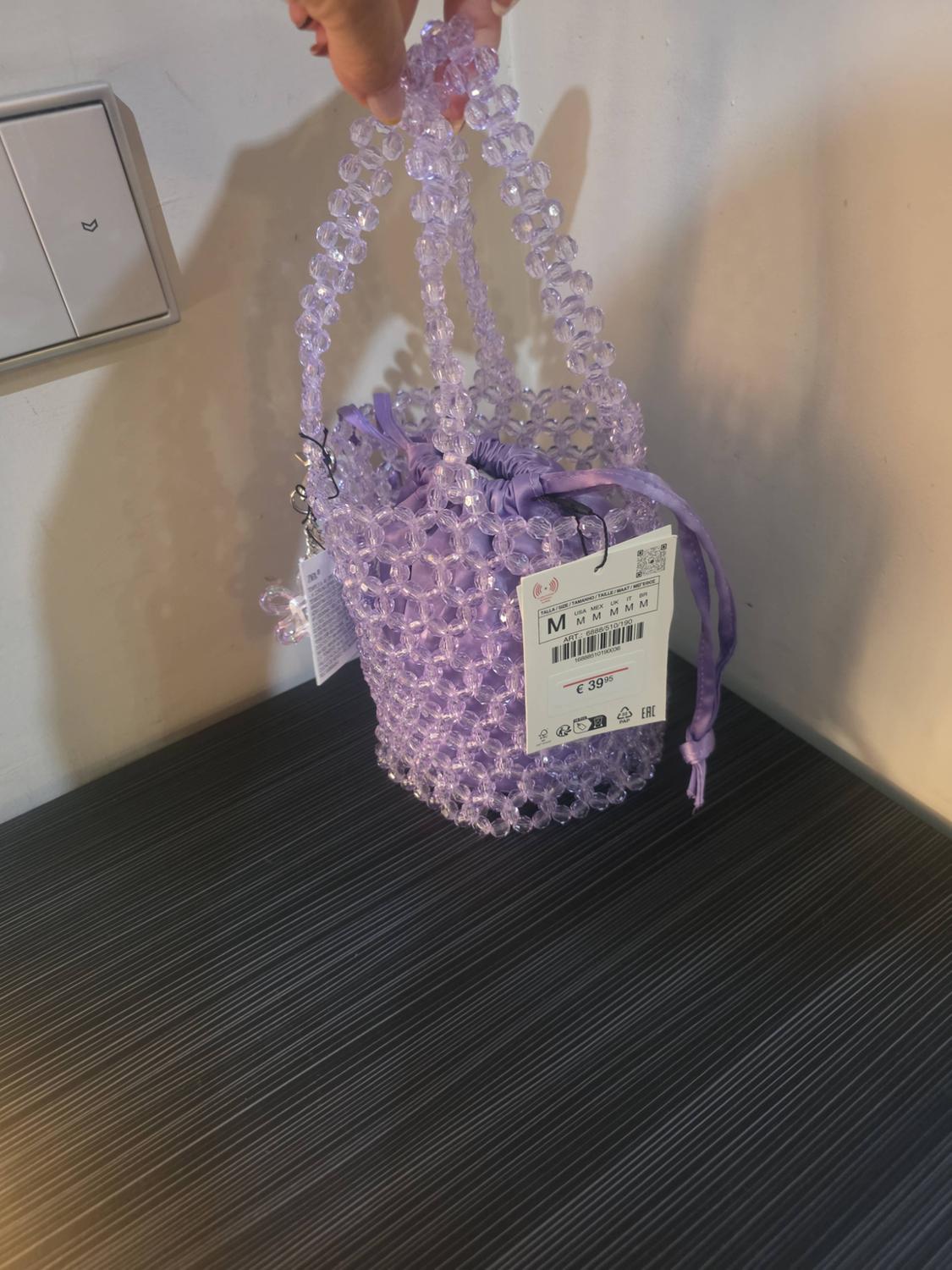 BEADED CYLINDRICAL BUCKET BAG