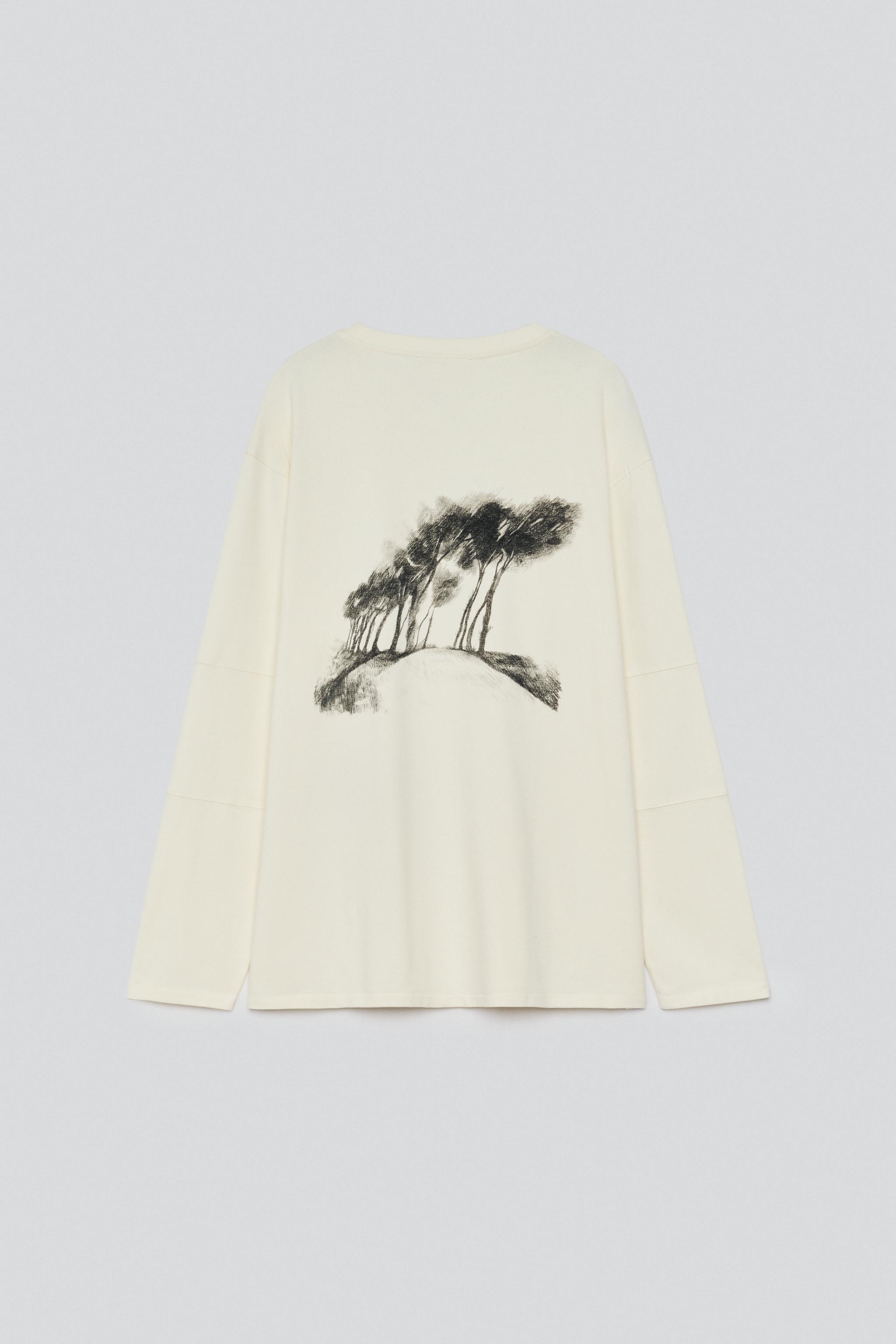 CONTRAST PRINT LONG SLEEVE T-SHIRT - thumbnail 2