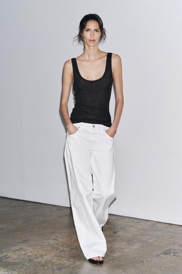 ZW COLLECTION WIDE-LEG LOW-RISE JEANS - White by Zara