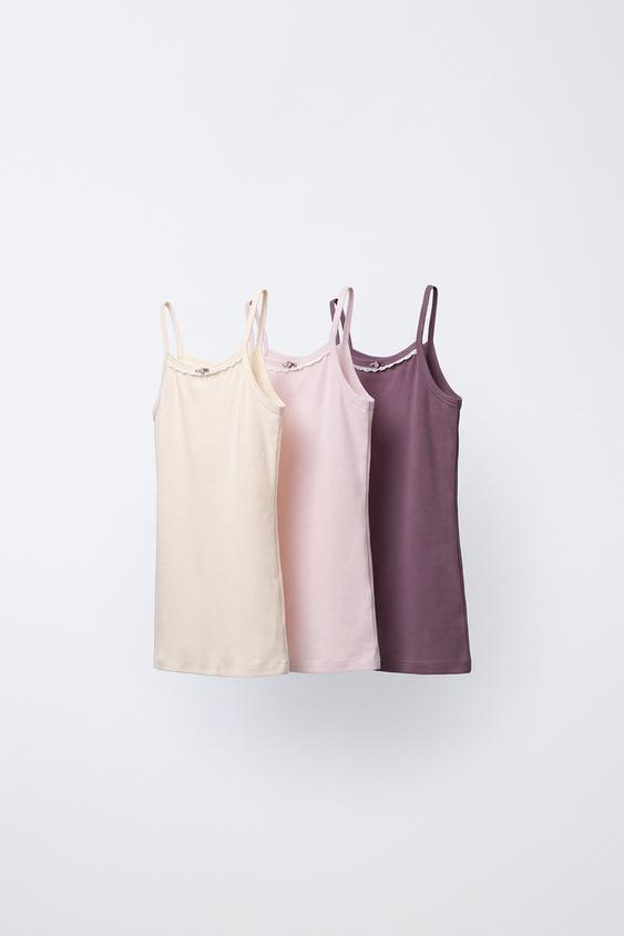 Zara 3-PACK LACE AND FLOWER APPLIQUÉ TOPS - Multicolored - Image 0