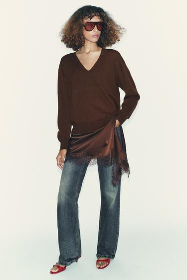 100% EXTRA-SOFT WOOL SWEATER - Brown by Zara